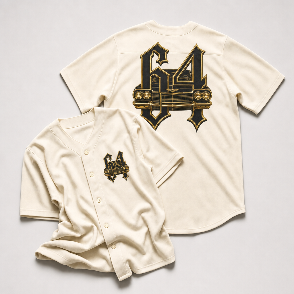 64 Chevy Jersey — front view, bone