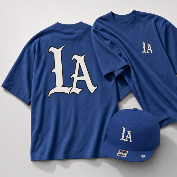 LA Tee Athletic Royal with matching LA Snapback