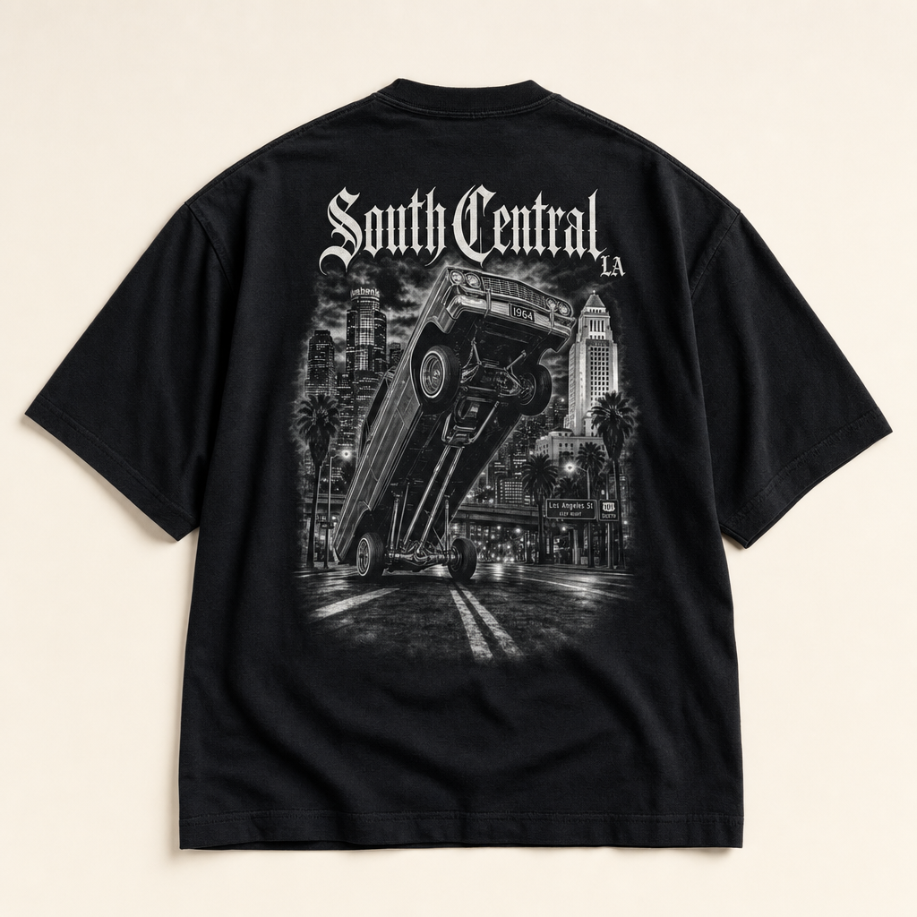 WCR South Central Lowrider Tee — front view, black
